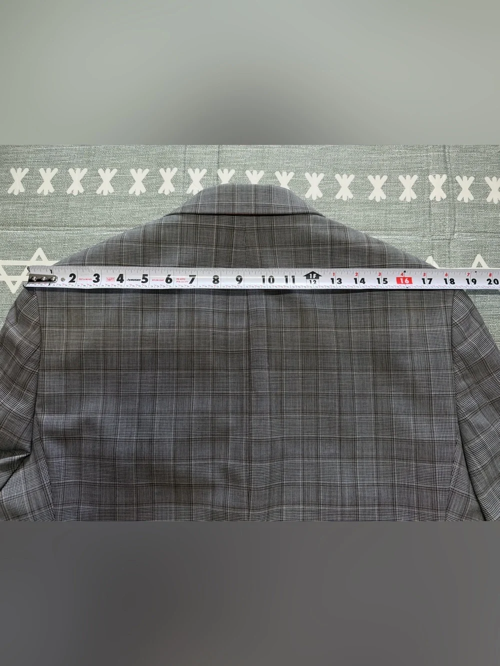 Tallia Gray Windowpane Men's Blazer with Paisley Lining